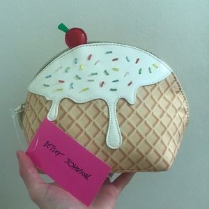 Betsey Johnson ice cream cone make up bag